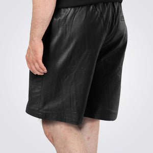 classic black leather shorts