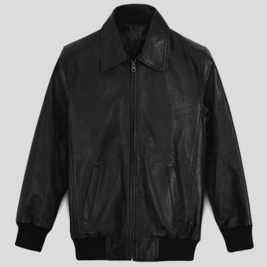 Classic Bomber Leather Jacket - 3amoto shop