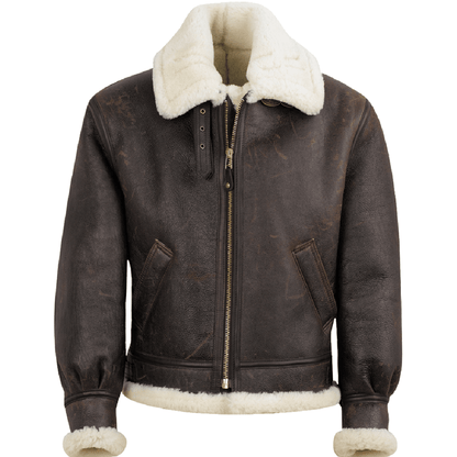 classic mens brown sheepskin b3 bomber jacket