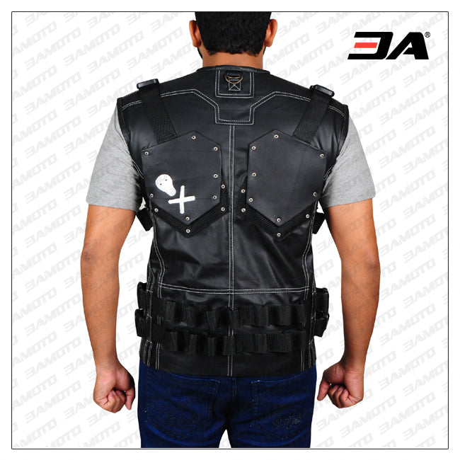 commando black leather vest