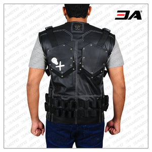 commando black leather vest