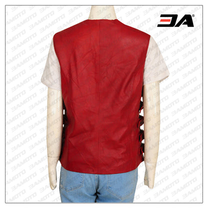 Trending Women Maroon Leather Vest