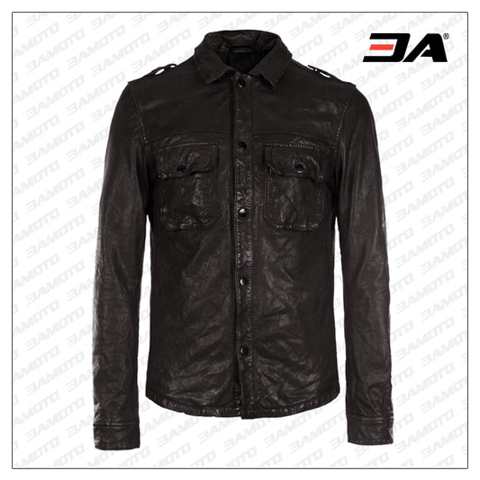 Cool Slim Fit Leather Shirt - 3amoto shop