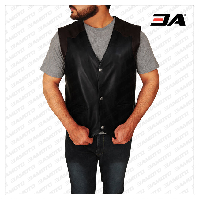 Men Cowboy Leather Vest