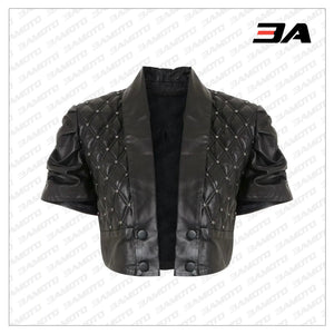 Cropped Quilted Leather Jacket - 3A MOTO LEATHER