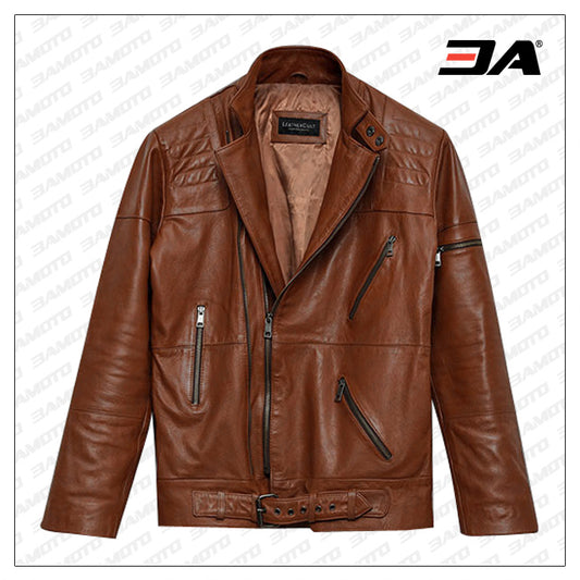 CRUISER BIKER LEATHER JACKET - 3amoto shop