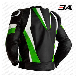 Custom Black And Lime Green Leather Motorcycle Jacket