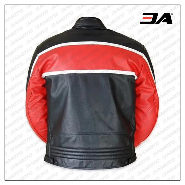 Custom Black And Red Motorcycle Leather Jacket