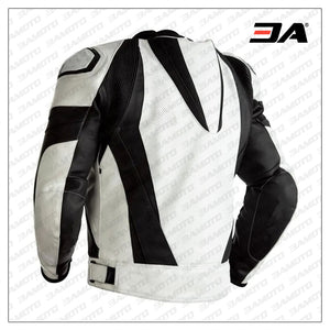 Custom Black And White Leather Motorcycle Jacket