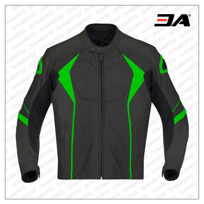 Custom Green And Black Motorcycle Leather Jacket