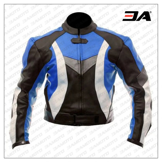 Custom Protective Gear White,Black And Blue Motorcycle Jacket - 3amoto shop