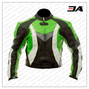 Custom Protective Gear White,Black And Green Motorcycle Jacket