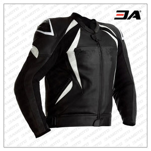 Custom White And Black Leather Motorcycle Jacket
