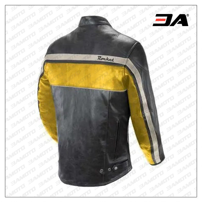 Maker of Jacket Biker Jackets Yellow & Black Leather for Women