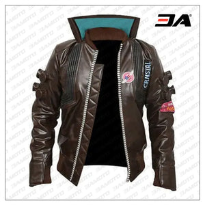 cyberpunk 2077 real bomber leather brown jacket samurai