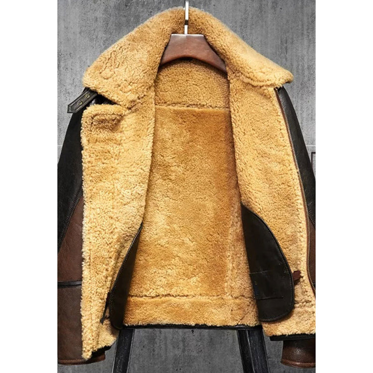 Mens Brown B3 B6 Sheepskin Shearling Bomber Jacket