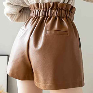 dark brown leather shorts for sale