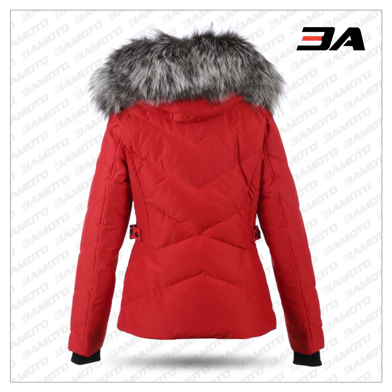 dark red down jacket