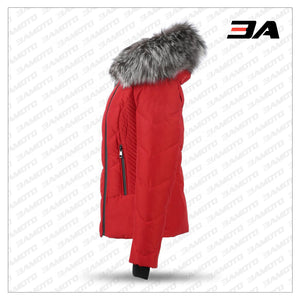 red down jacket for women