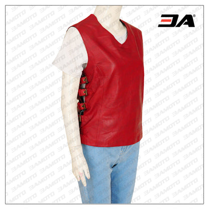 Trending Women Maroon Leather Vest