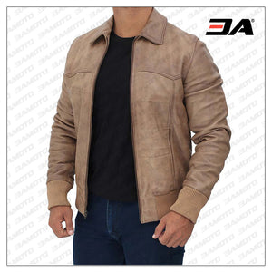 distressed leather bomber jacket mens
