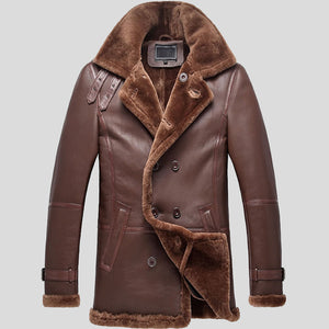 double breasted shearling coat