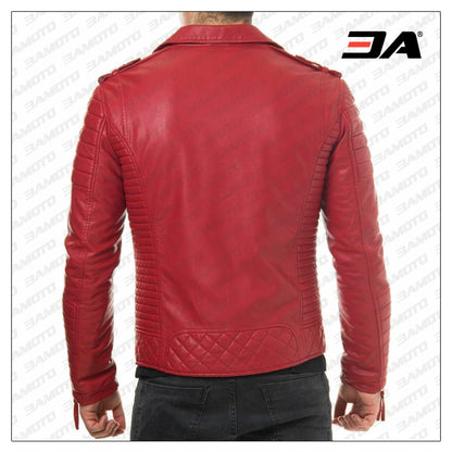 Red Leather Biker Jacket