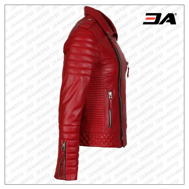 Mens Red Biker Jacket