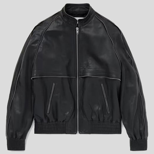 embellished leather bomber jacket - 3amoto shop