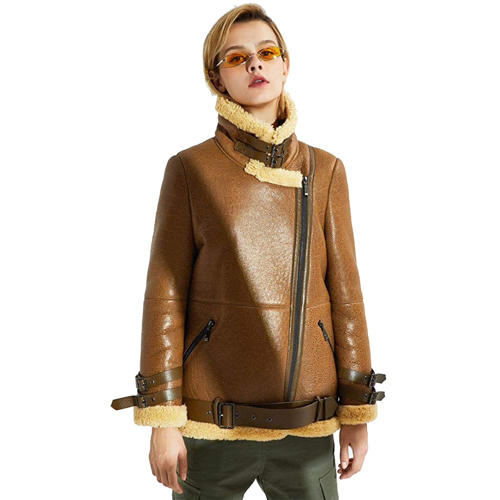 faux shearling bomber jacket womens