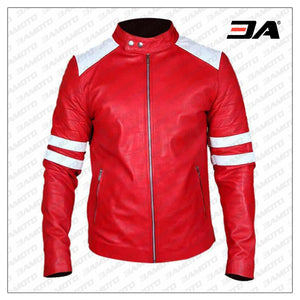 Fight Club Inspired Red And White Leather Jacket