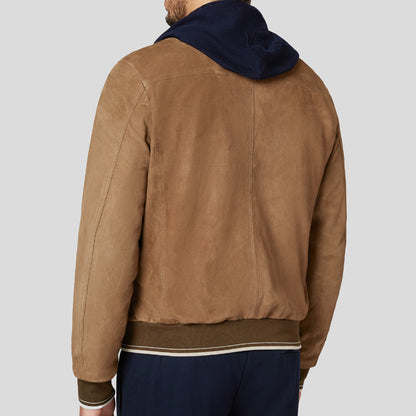 genuine suede leather bomber jacket