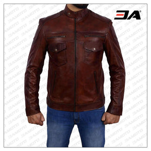 Genuine Dark Brown Leather Jacket Mens