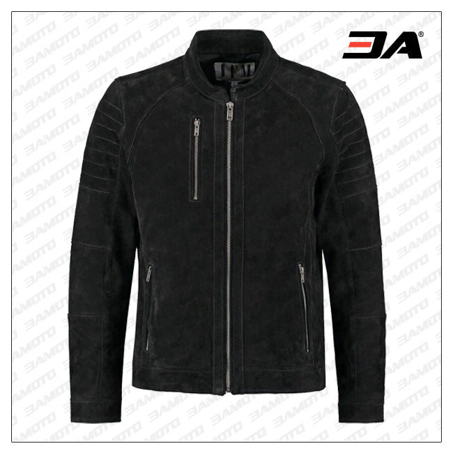 Genuine Leather Mens Black Suede Jacket