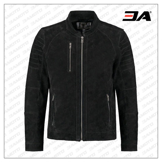 Genuine Leather Mens Black Suede Jacket - 3amoto shop