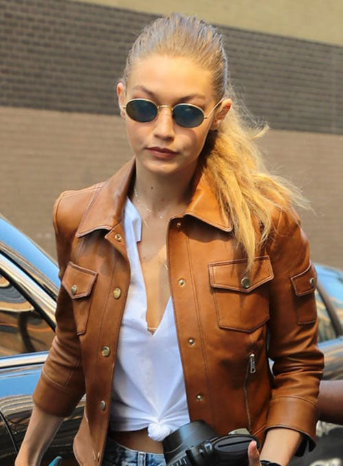 brown leather jacket