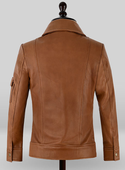 brown leather jacket