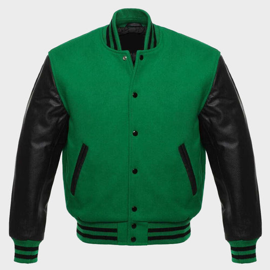 Green Varsity Jacket Womens - Fashion Leather Jackets USA - 3AMOTO