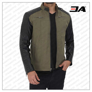 green and black leather jacket for men