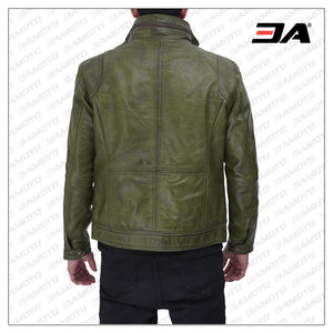 green leather jacket waxed mens