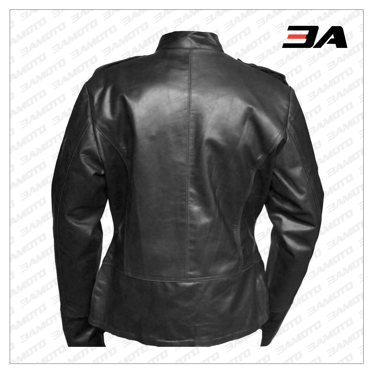 Handmade Black Military Style Leather Jacket - 3A MOTO LEATHER