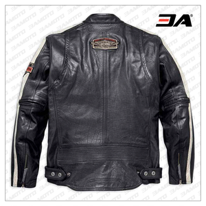 Mens Motorcycle Mid-Weight Leather Jacket