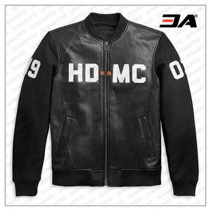 Harley Davidson Hd Mc Mixed Media Bomber Jacket