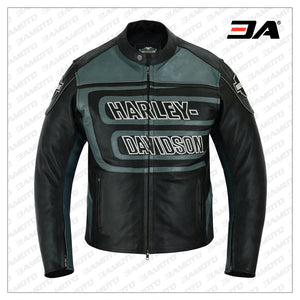 Harley Davidson Men's Marker Black & Gray Leather Jacket