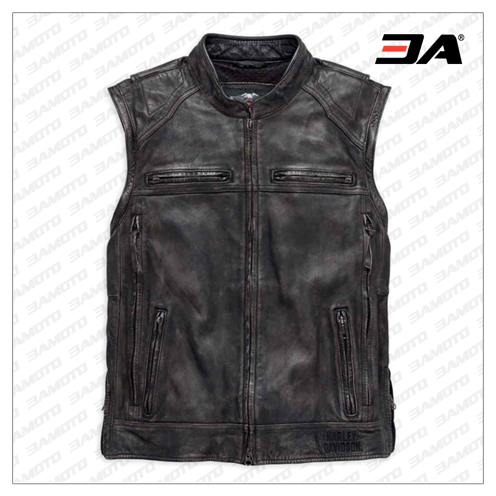 harley davidson mens motorcycle leather vest