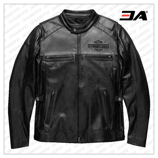 Harley Davidson Motorcycle Votary Color Blocked Leather Jacket
