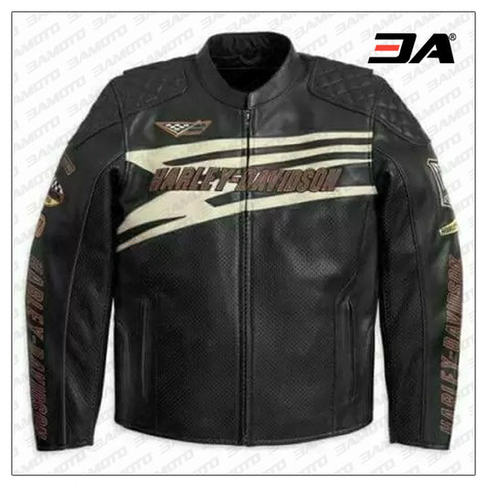 Harley Davidson Sprocket Racing Perforated Leather Jacket - 3amoto shop