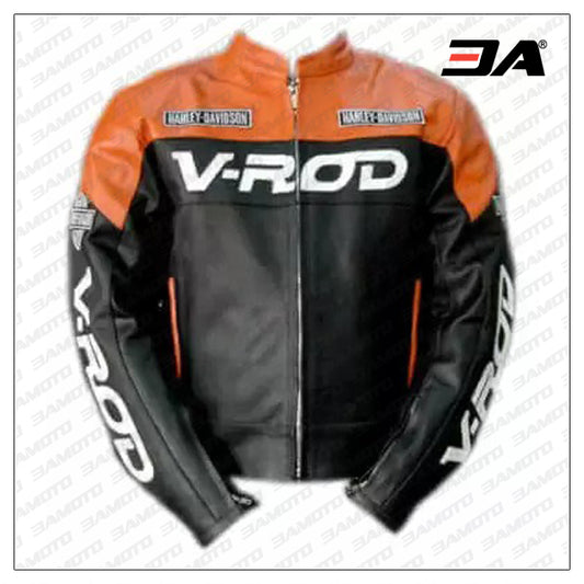 Harley Davidson V-rod Motorcycle Racing Leather Jacket - Fashion Leather Jackets USA - 3AMOTO