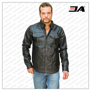 Heavy Snap Up Biker Leather Shirt Special