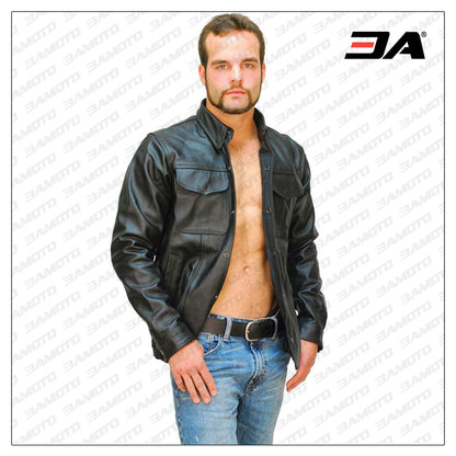 Heavy Snap Up Biker Leather Shirt Special